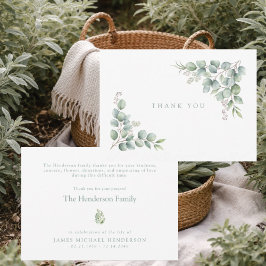 SageSimple Greenery Funeral Personalized Thank You Bedankkaart