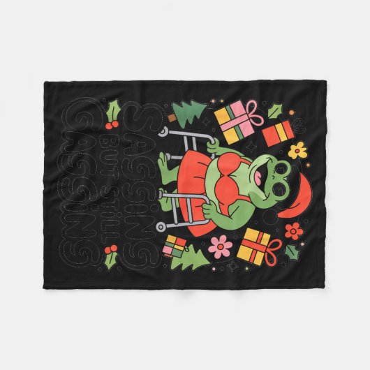 Sagging But Still Gagging Funny Christmas Frog Hol Fleece Deken (Voorkant (Horizontaal))