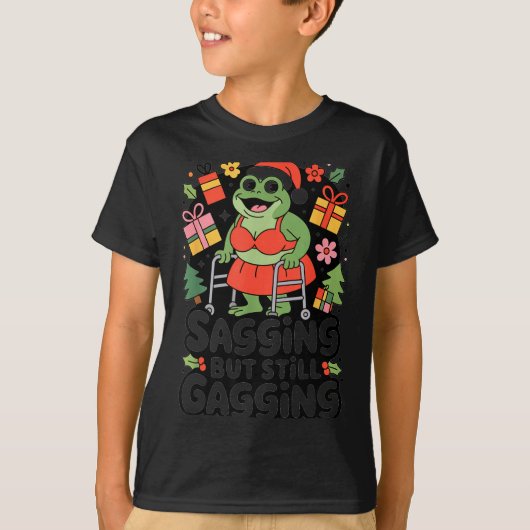 Sagging But Still Gagging Funny Christmas Frog Hol T-shirt (Voorkant)