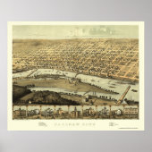 Saginaw, MI Panorama Map - 1867 Poster (Voorkant)