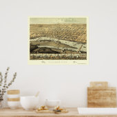 Saginaw, MI Panorama Map - 1867 Poster (Keuken)