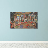 Saginaw, Michigan - Scenes met grote letters Canvas Afdruk (Insitu (Houten vloer))