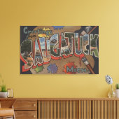 Saginaw, Michigan - Scenes met grote letters Canvas Afdruk (Insitu (Woonkamer))