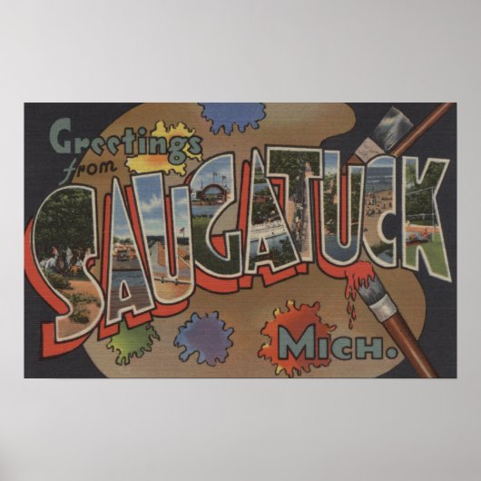 Saginaw, Michigan - Scenes met grote letters Poster (Voorkant)