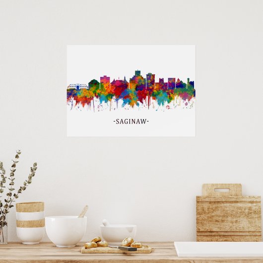 Saginaw Michigan Skyline Poster (Keuken)