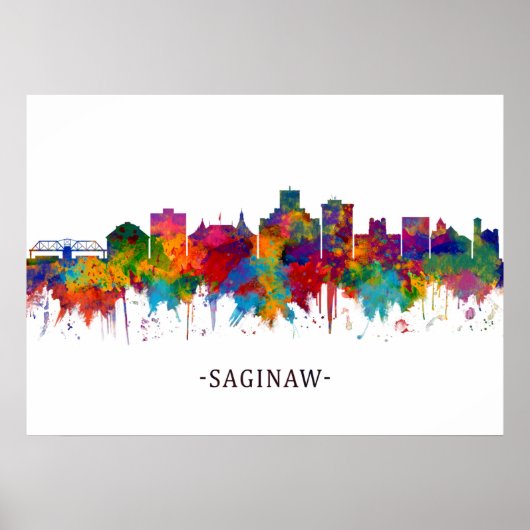 Saginaw Michigan Skyline Poster (Voorkant)