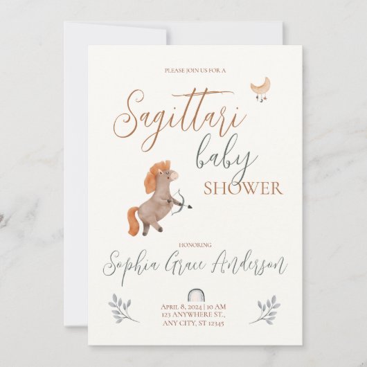 Sagittari sterrenbeeld baby shower kaart (Voorkant)