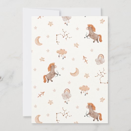 Sagittari sterrenbeeld baby shower kaart (Achterkant)