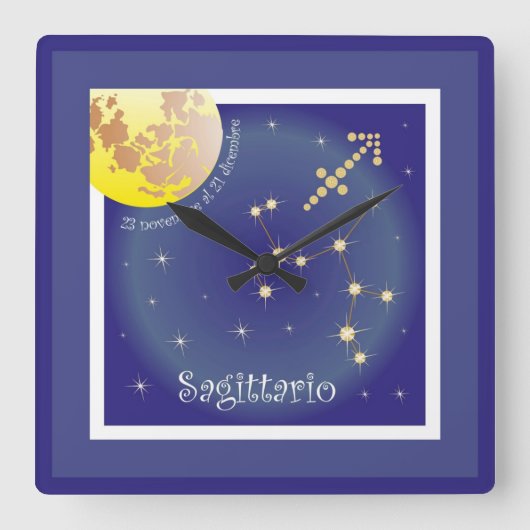 Sagittario 23 novembre al 21 dicembre Uhr Vierkante Klok (Voorkant)