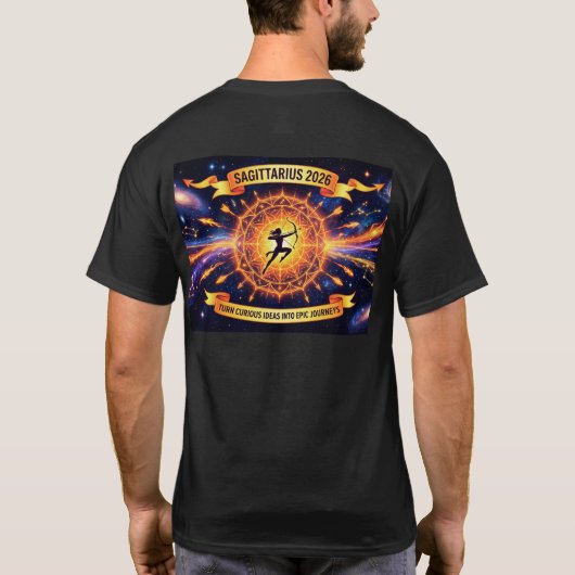 Sagittarius 2026 Compass Zodiac Bow | Aim Beyond L T-shirt (Achterkant)