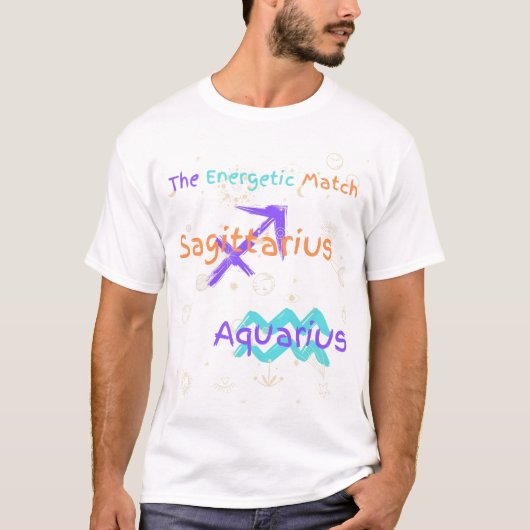 Sagittarius Aquarius Zodiac Couple T-Shirt (Voorkant)