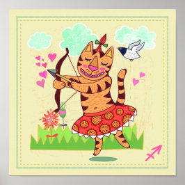 Sagittarius Archer Cat Zodiac Nursery Print