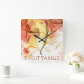 Sagittarius archer oranje goudplaneten zodiac vierkante klok (Huis)