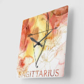 Sagittarius archer oranje goudplaneten zodiac vierkante klok (Hoek)