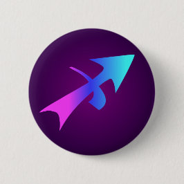 Sagittarius Arrow in Flight Pink Blue Aqua Paars Ronde Button 5,7 Cm