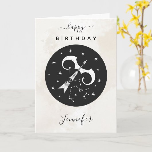 Sagittarius Astrologie sterrenbeeld horoscoop Chic Kaart (Gele Bloem)