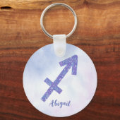 Sagittarius Astrology Sign Custom Paars Sleutelhanger (Achterkant)