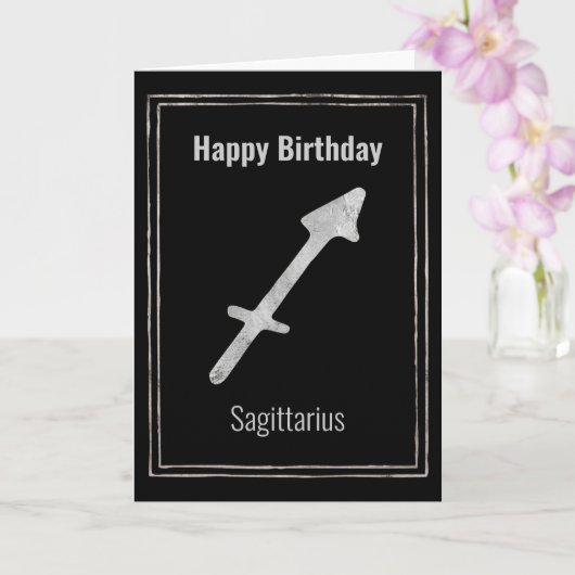 Sagittarius astrology Silver Zodiac Happy Birthday Kaart (Orchidee)