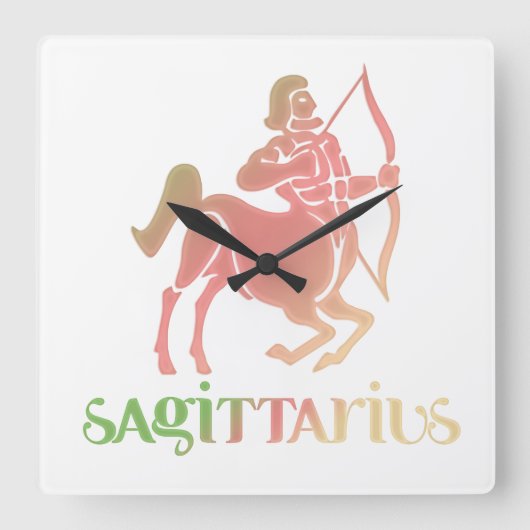 Sagittarius Astrology Zodiac d1 Wall Clock 2 Vierkante Klok (Voorkant)
