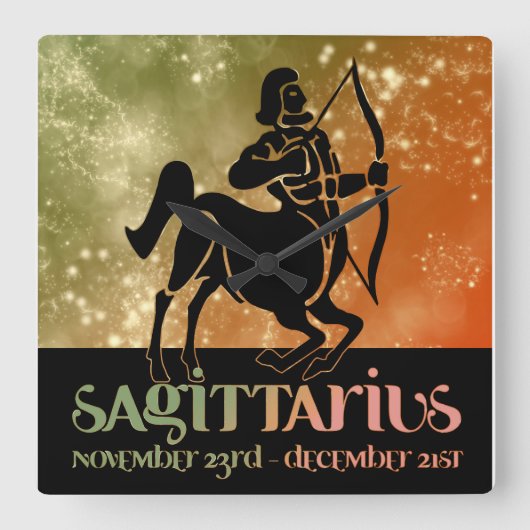 Sagittarius Astrology Zodiac d1 Wall Clock 3 Vierkante Klok (Voorkant)