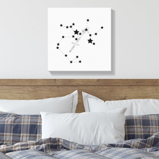 Sagittarius black & Silver constellation zodiac Canvas Afdruk (Insitu (Slaapkamer))