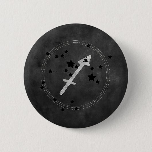 Sagittarius black & Silver constellation zodiac Ronde Button 5,7 Cm (Voorkant)