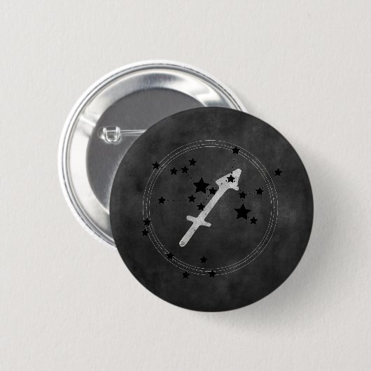 Sagittarius black & Silver constellation zodiac Ronde Button 5,7 Cm (Voorkant /achterkant)