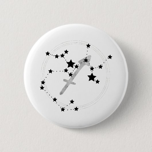 Sagittarius black & Silver constellation zodiac Ronde Button 5,7 Cm (Voorkant)