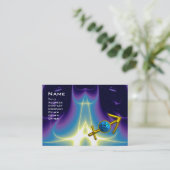 SAGITTARIUS - blauw paars roze violet Visitekaartje (Staand voorkant)