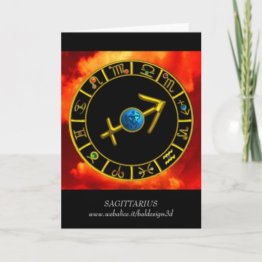 SAGITTARIUS Blue, Gold Zodiac Birthday Chart Kaart (Voorkant)
