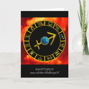 SAGITTARIUS Blue, Gold Zodiac Birthday Chart Kaart