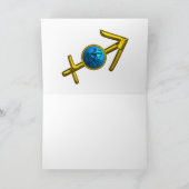 SAGITTARIUS Blue Turquoise, Gold Zodiac Birthday Kaart (Binnen)