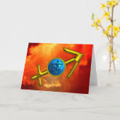 SAGITTARIUS Blue Turquoise, Gold Zodiac Birthday Kaart (Gele Bloem)