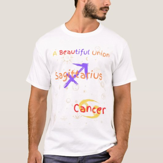 Sagittarius Cancer Couple Zodiac T-Shirt (Voorkant)