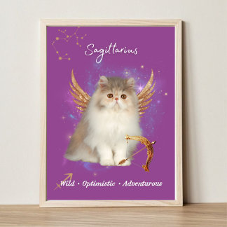Sagittarius Cat Art Print, Zodiac Cat Poster