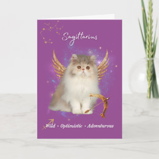 Sagittarius Cat Birthday Card Kaart