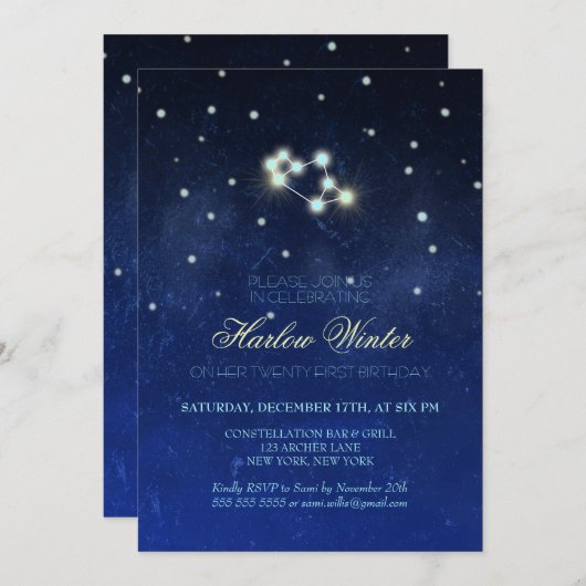 Sagittarius Constellation Birthday Party Kaart (Voorkant / Achterkant)