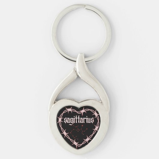Sagittarius Constellation Gothic Barbed Wire Art Sleutelhanger (Voorkant)