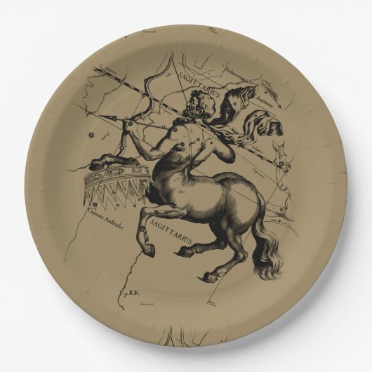 Sagittarius Constellation Hevelius1690 nov22-dec21 Papieren Bordje (Voorkant)