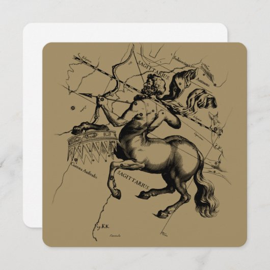 Sagittarius Constellation Hevelius 1690 Engraving (Voorkant / Achterkant)