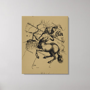 Sagittarius Constellation Hevelius 1690 Engraving Canvas Afdruk