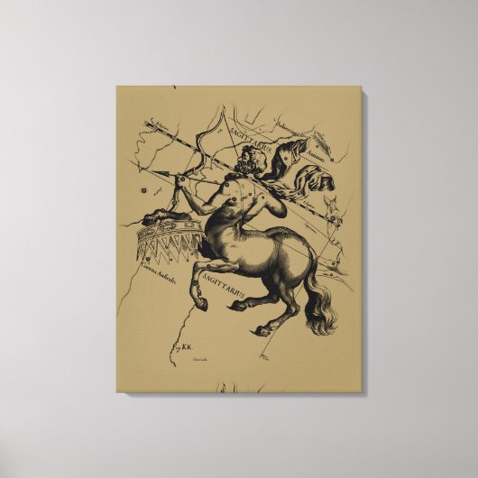 Sagittarius Constellation Hevelius 1690 Engraving Canvas Afdruk (Voorkant)