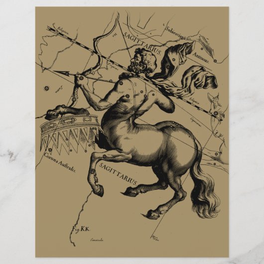 Sagittarius Constellation Hevelius 1690 Engraving Flyer (Voorkant)