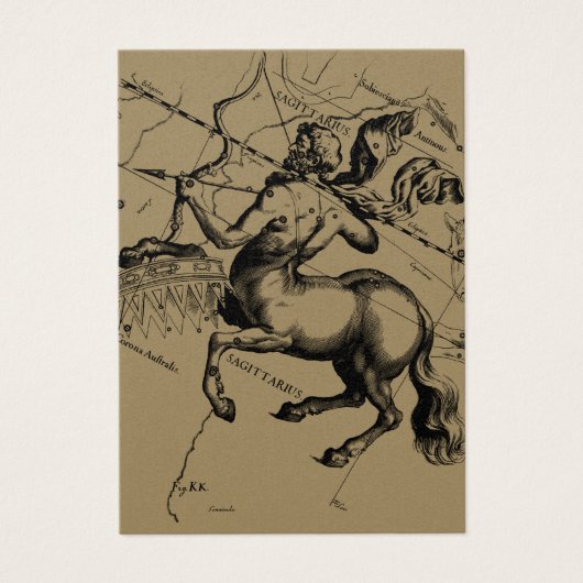 Sagittarius Constellation Hevelius 1690 Engraving Visitekaartje (Voorkant)