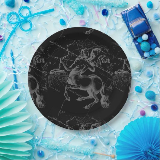 Sagittarius Constellation Hevelius 1690 on black Papieren Bordje (Feest)