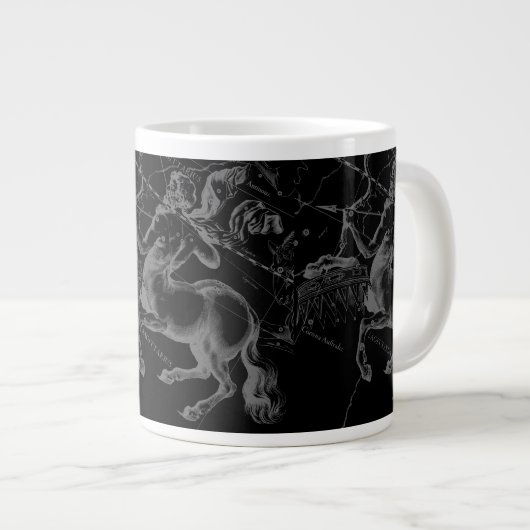 Sagittarius Constellation Hevelius Map on Black Grote Koffiekop (Voorkant rechts)