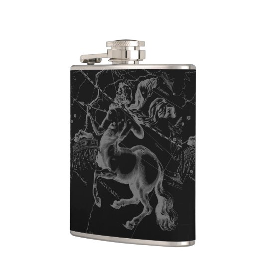 Sagittarius Constellation Hevelius Map on Black Heupfles (Links)