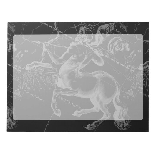 Sagittarius Constellation Hevelius Map on Black Notitieblok (Voorkant)