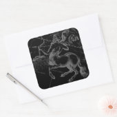 Sagittarius Constellation Hevelius Map on Black Vierkante Sticker (Envelop)