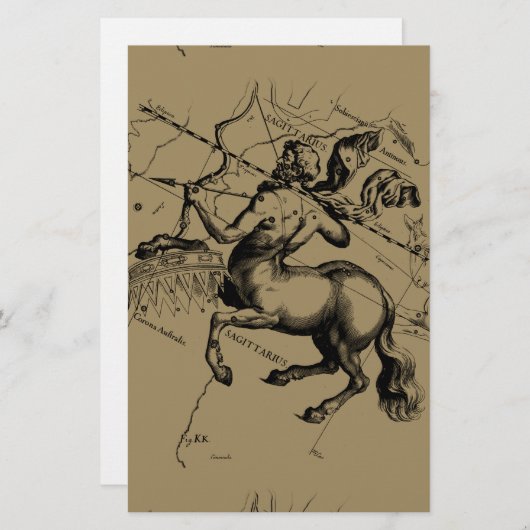 Sagittarius Constellation Map Engraving Hevelius Briefpapier (Voorkant / Achterkant)